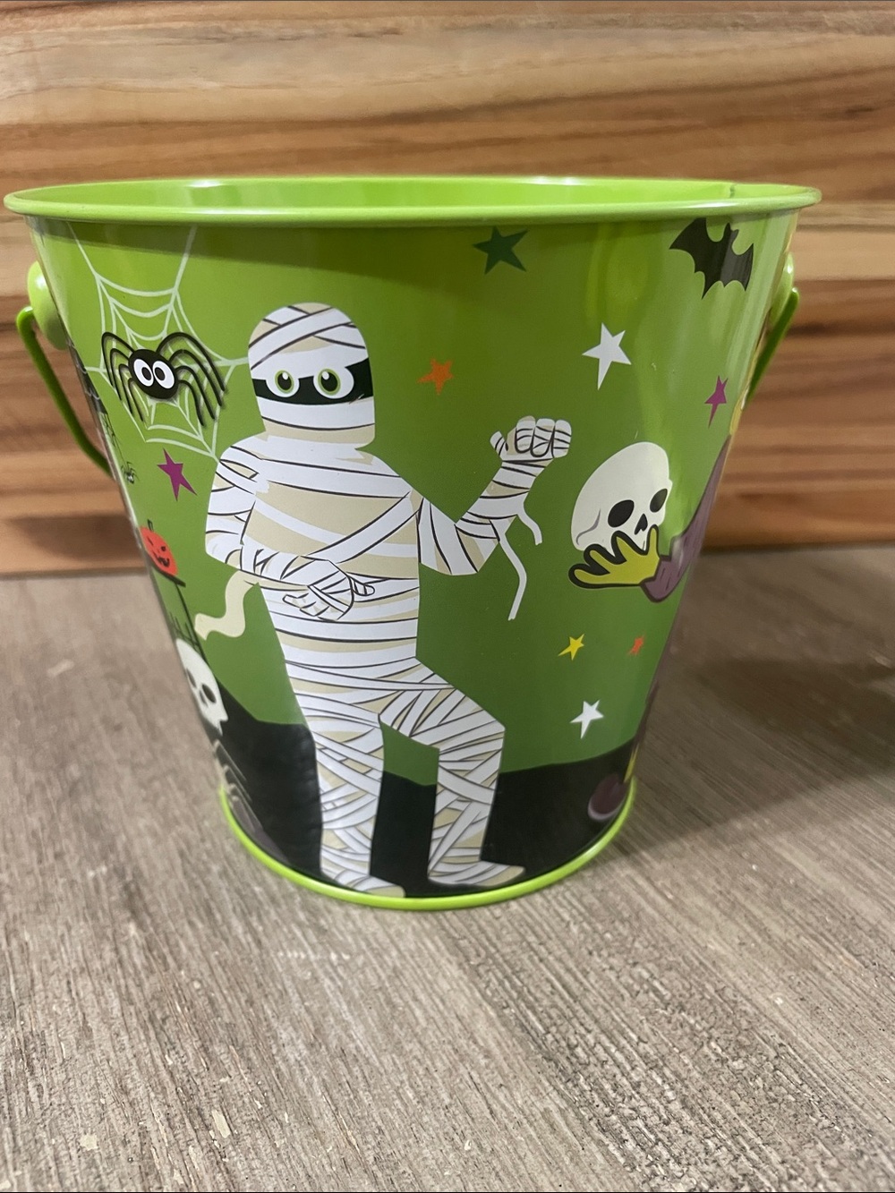 Green Halloween Mummy Treat Pail - Party Favor Bucket